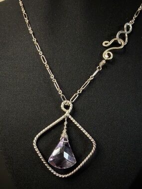 Sterling Silver Amethyst Artisan Hand Crafted Necklace